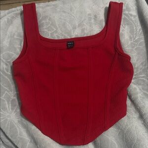 SHEIN Bold Red Textured Crop Top